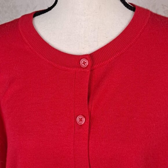 Lane Bryant Size 18/20 Red Button Front Cardigan Long Sleeve Round Neck - Picture 2 of 9